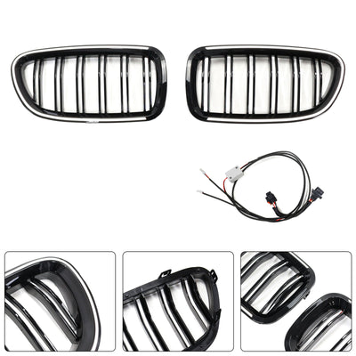 Calandre BMW Série 5 F10 F11 Noir Brillant Avant - vue rapprochée - Becquet Voiture