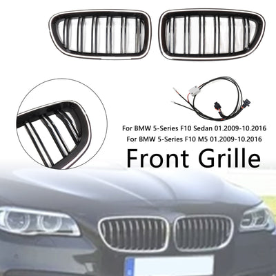 Calandre BMW Série 5 F10 F11 Touring Noir Brillant 2009-2017 - packshot studio - Becquet Voiture