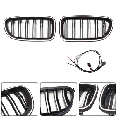Calandre BMW Série 5 F10 F11 Touring Noir Brillant 2009-2017 - vue rapprochée - Becquet Voiture
