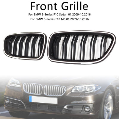 Calandre BMW Série 5 F10 M5 F11 Noir Brillant Rein 2010-2016 - vue de trois-quarts - Becquet Voiture