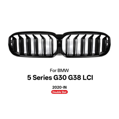 Calandre BMW Série 5 G30 G38 LCI Noir Brillant 2020+ - vue rapprochée - Becquet Voiture