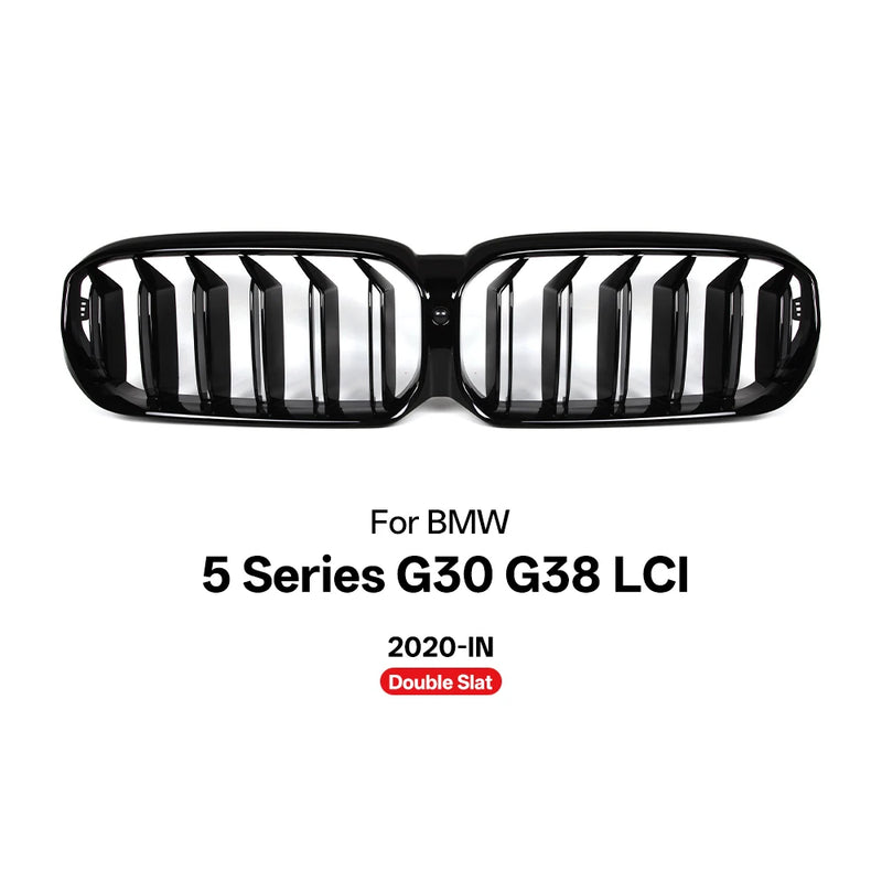 Calandre BMW Série 5 G30 G38 LCI Noir Brillant 2020+ - vue rapprochée - Becquet Voiture