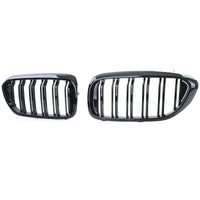 Gloss black BMW 5 Series G30 kidney grille - close-up view - Becquet Voiture