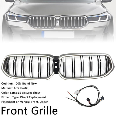 Calandre BMW Série 6 G32 Double Lamelles Noir 2020-2025 - vue de profil - Becquet Voiture