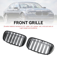 Calandre BMW Série 7 G11 G12 2 Lamelles Noir 2015-2019 - vue de trois-quarts - Becquet Voiture