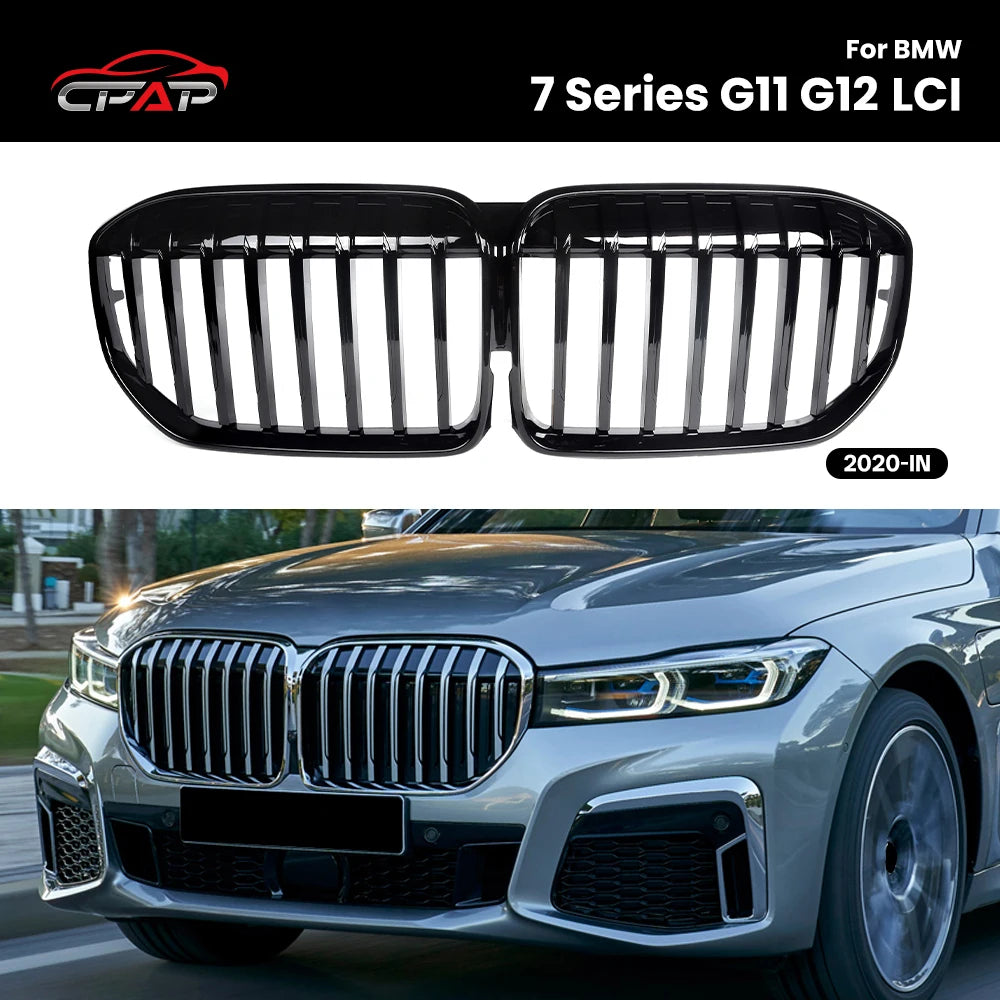 Calandre BMW Série 7 G11 G12 LCI 2020+ Noir Brillant - vue de face - Becquet Voiture