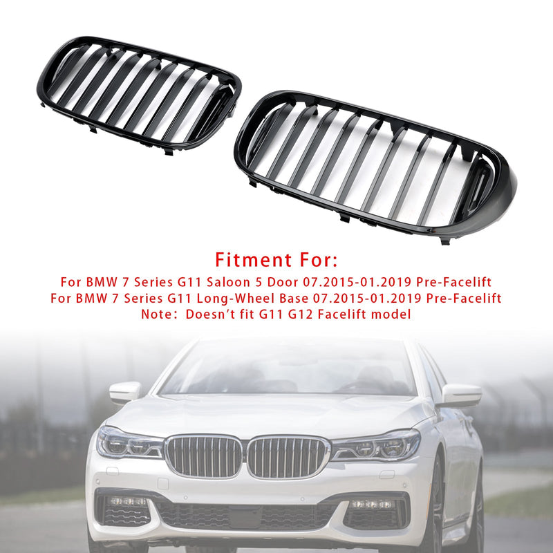 Kühlergrill BMW 7er G11 G12 Schwarz glänzend 2016–2018 - Rückansicht - Becquet Voiture