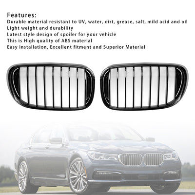 Calandre BMW Série 7 G11 G12 Noir Brillant 2016-2018 - vue de trois-quarts - Becquet Voiture