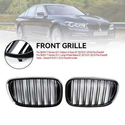 Calandre BMW Série 7 G11 G12 Pré-LCI Noir Brillant 2015-2019 - packshot studio - Becquet Voiture