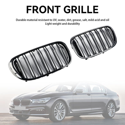 Calandre BMW Série 7 G11 G12 Pré-LCI Noir Brillant 2015-2019 - vue de trois-quarts - Becquet Voiture