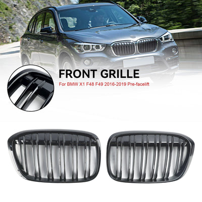 Calandre BMW X1 F48 F49 Noir Brillant 2016-2019 2P - installé sur véhicule - Becquet Voiture