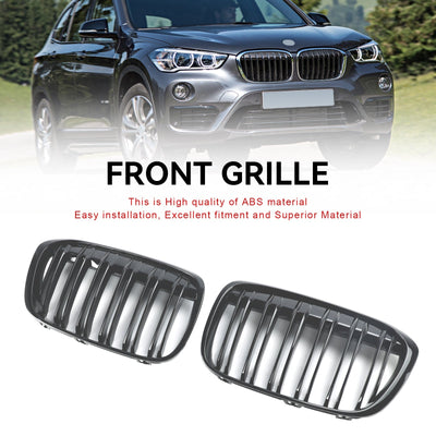 Calandre BMW X1 F48 F49 Noir Brillant 2016-2019 2P - vue de trois-quarts - Becquet Voiture