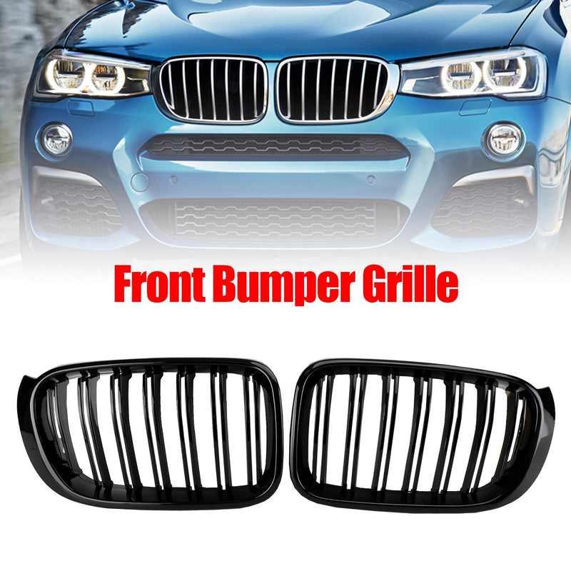 Gloss Black Kidney Grille for BMW X3 F25 / X4 F26 2014–2017 - rear view - Becquet Voiture