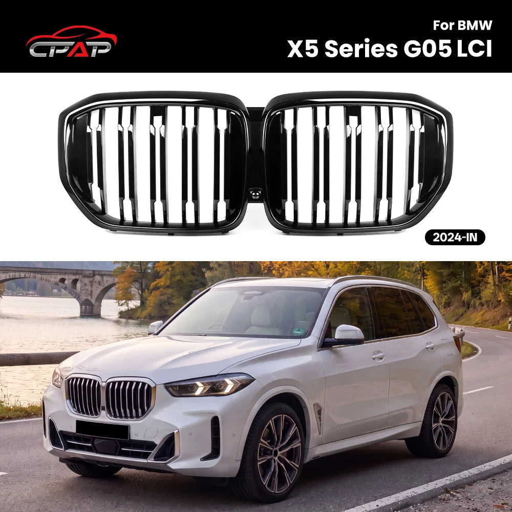 Calandre BMW X5 G05 LCI 2024 Noir Brillant - vue de face - Becquet Voiture