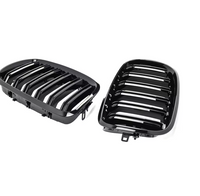 Gloss black BMW X6 E71 kidney grille - fitted on vehicle - Becquet Voiture