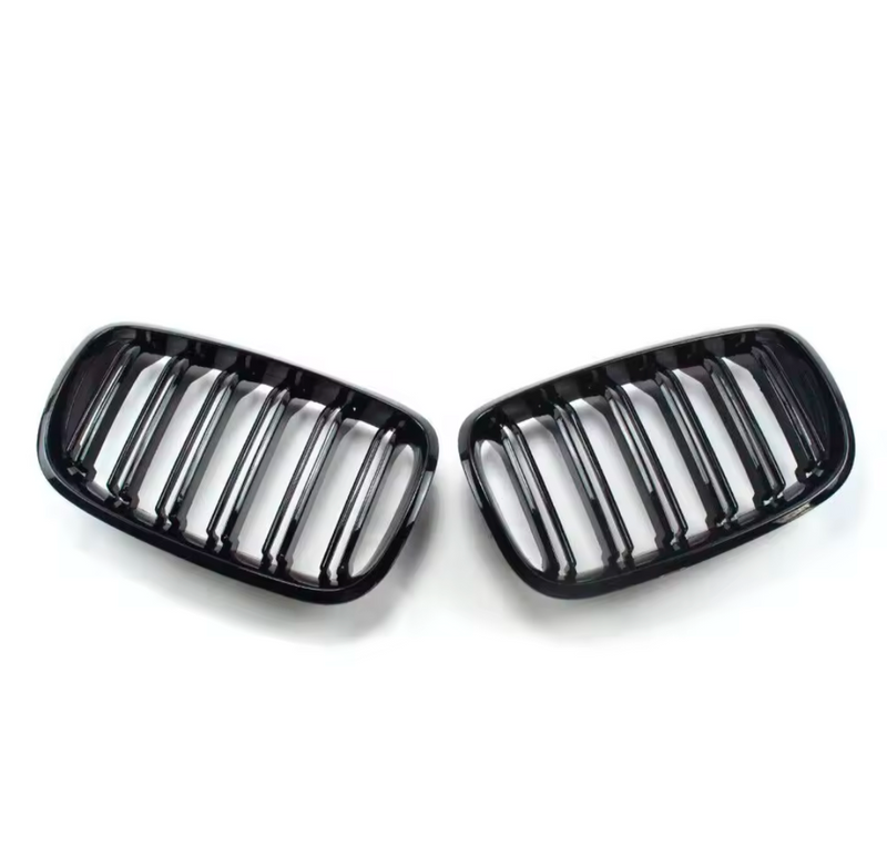 Gloss black BMW X6 E71 kidney grille - studio packshot - Becquet Voiture
