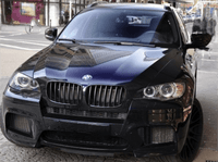 Gloss black BMW X6 E71 kidney grille - top view - Becquet Voiture