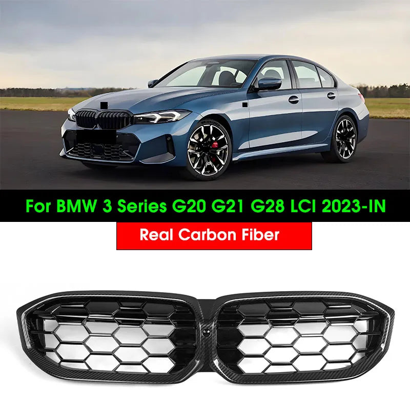 Calandre Carbone BMW Serie 3 G20 G21 LCI 2023-2024 - vue de face - Becquet Voiture
