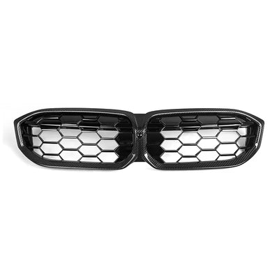 Calandre Carbone BMW Serie 3 G20 G21 LCI 2023-2024 - vue rapprochée - Becquet Voiture
