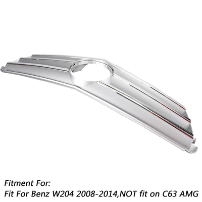 Calandre Centrale Mercedes W204 C300 C350 2008-2014 Argent Avec LED - installé sur véhicule 2 - Becquet Voiture