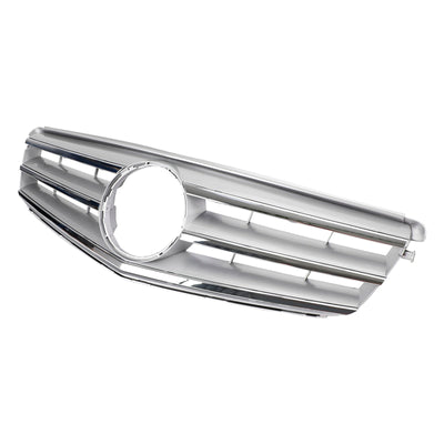 Calandre Centrale Mercedes W204 C300 C350 2008-2014 Argent Avec LED - vue arrière 3 - Becquet Voiture