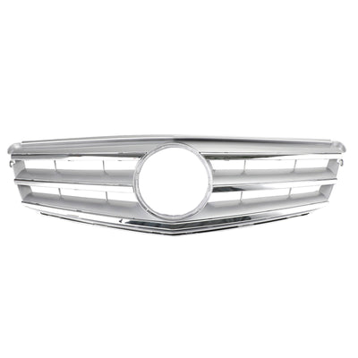 Calandre Centrale Mercedes W204 C300 C350 2008-2014 Argent Avec LED - vue de profil 3 - Becquet Voiture