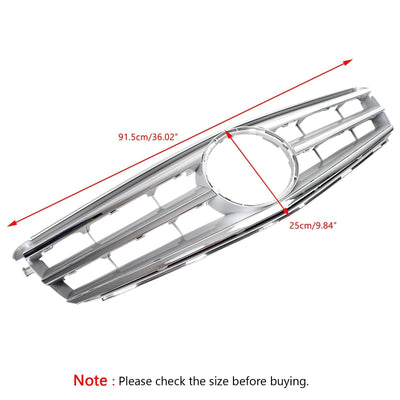 Calandre Centrale Mercedes W204 C300 C350 2008-2014 Argent Avec LED - vue de trois-quarts 2 - Becquet Voiture