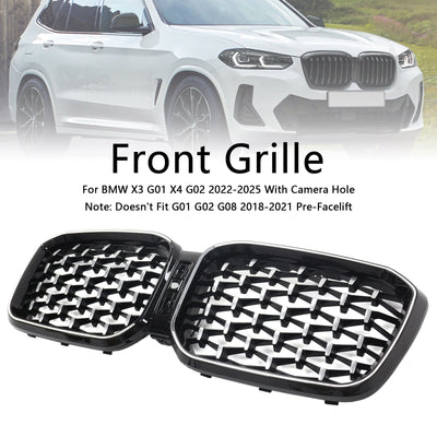 Calandre Diamant BMW X3 X4 G01 G02 Noir 2022-2025 - vue arrière - Becquet Voiture