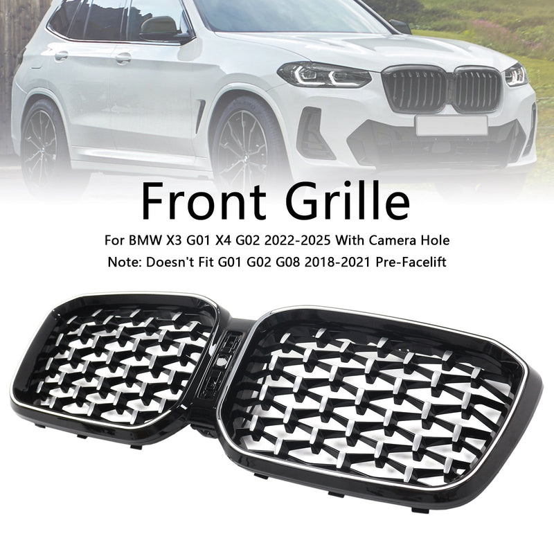 Calandre Diamant BMW X3 X4 G01 G02 Noir 2022-2025 - vue arrière - Becquet Voiture