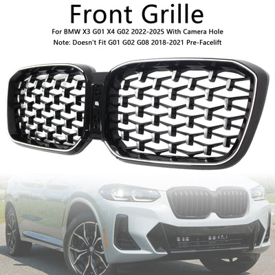 Calandre Diamant BMW X3 X4 G01 G02 Noir 2022-2025 - vue de profil - Becquet Voiture