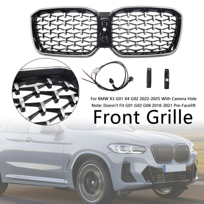Calandre Diamant BMW X3 X4 G01 G02 Noir 2022-2025 - vue de trois-quarts - Becquet Voiture