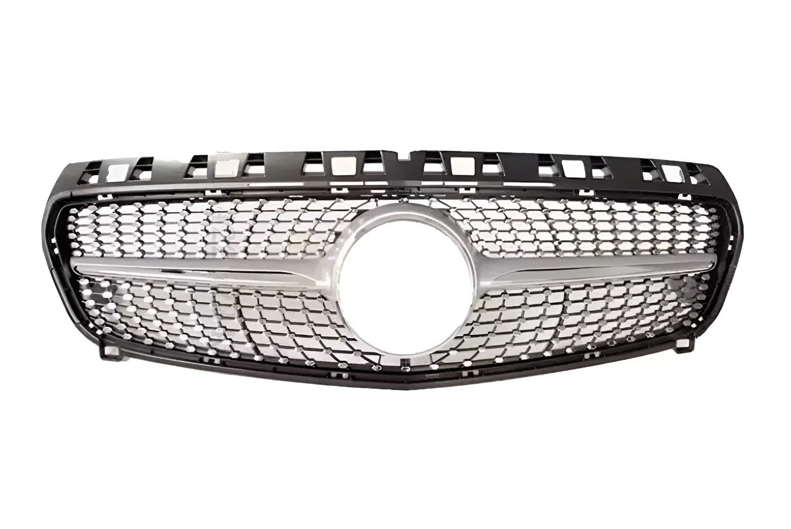 Calandre Diamant Mercedes Classe A W176 2013-2018 Noir Argent - vue de face - Becquet Voiture
