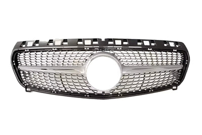 Calandre Diamant Mercedes Classe A W176 2013-2018 Noir Argent - vue de face - Becquet Voiture