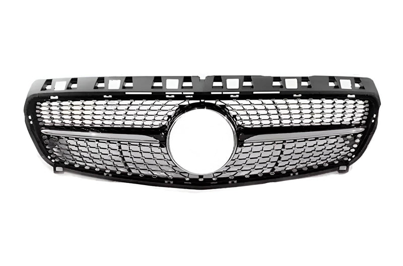 Calandre Diamant Mercedes Classe A W176 2013-2018 Noir Argent - vue de trois-quarts - Becquet Voiture
