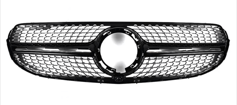Calandre Diamant Mercedes GLC W253 Noir Argent 2015 2022 - vue de trois-quarts - Becquet Voiture