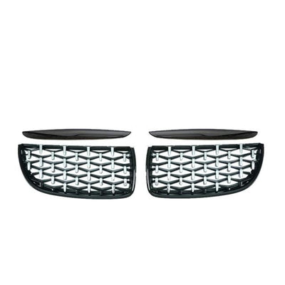 Calandre Diamond BMW Série 3 E90 2005-2008 Noir Argent - vue arrière - Becquet Voiture