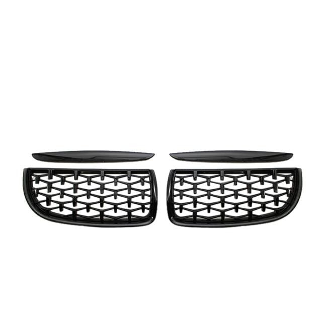Calandre Diamond BMW Série 3 E90 2005-2008 Noir Argent - vue de face - Becquet Voiture