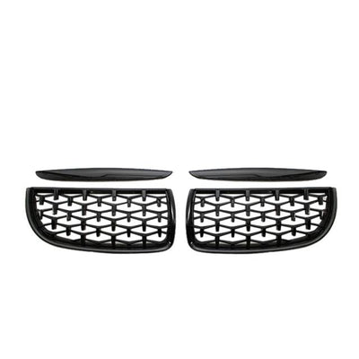 Calandre Diamond BMW Série 3 E90 2005-2008 Noir Argent - vue de face - Becquet Voiture