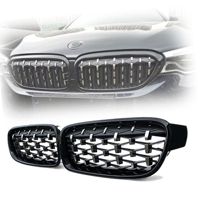 Calandre Diamond BMW Série 3 F30 2012-2018 Noir Argent - vue de profil - Becquet Voiture