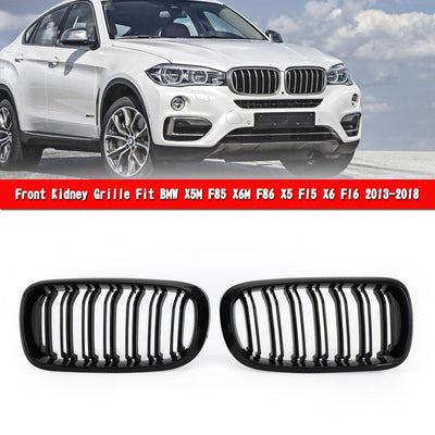 Calandre Double BMW X5 X6 F15 F16 2013-2018 Noir Brillant - vue de profil - Becquet Voiture