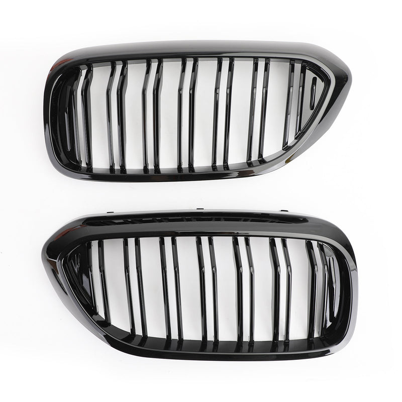 Calandre Double Lamelle BMW Série 5 G30 G31 Noir Brillant 2017-2019 - installé sur véhicule - Becquet Voiture