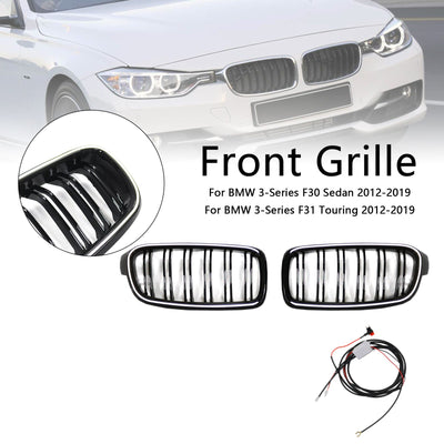Calandre Double Lamelles BMW Série 3 F30 2012-2019 - installé sur véhicule - Becquet Voiture