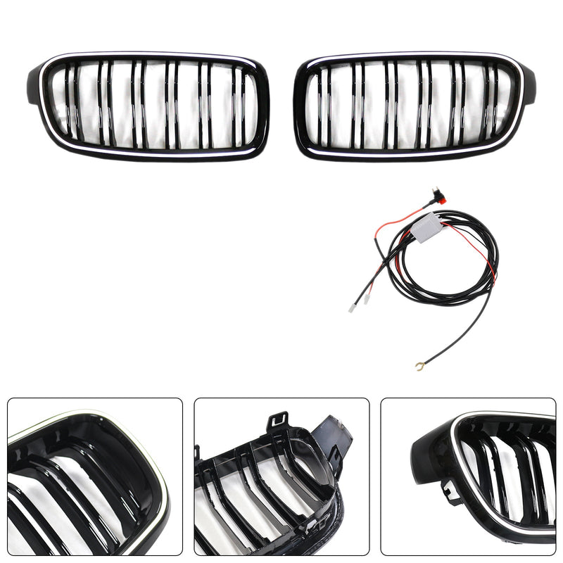 Calandre Double Lamelles BMW Série 3 F30 F31 F35 Noir Brillant - détail du montage - Becquet Voiture