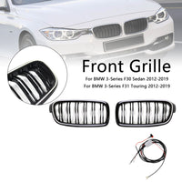 Calandre Double Lamelles BMW Série 3 F30 F31 F35 Noir Brillant - installé sur véhicule - Becquet Voiture