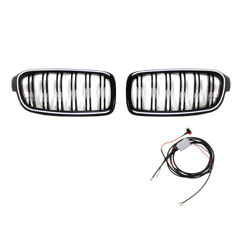 Calandre Double Lamelles BMW Série 3 F30 F31 F35 Noir Brillant - vue arrière 2 - Becquet Voiture