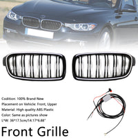 Calandre Double Lamelles BMW Série 3 F30 F31 F35 Noir Brillant - vue de profil - Becquet Voiture