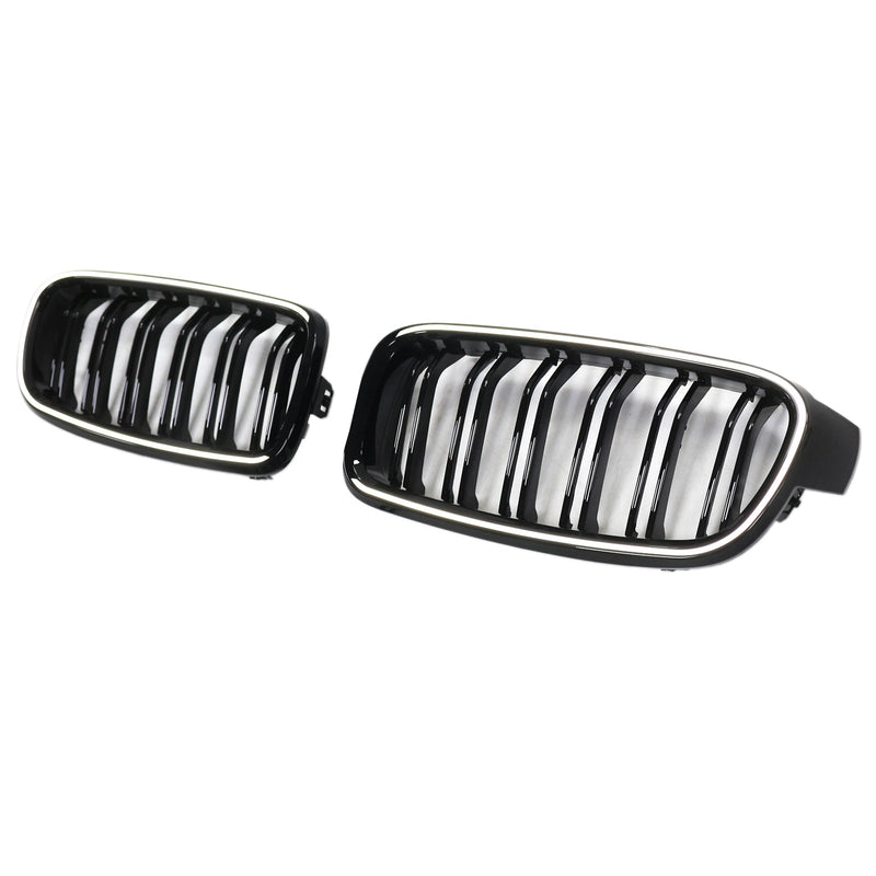 Calandre Double Lamelles BMW Série 3 F30 F31 F35 Noir Brillant - vue de trois-quarts 2 - Becquet Voiture