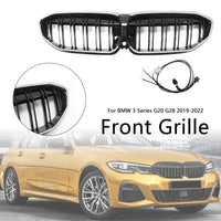 Calandre Double Lamelles BMW Série 3 G20 Noir 2019-2022 - installé sur véhicule - Becquet Voiture