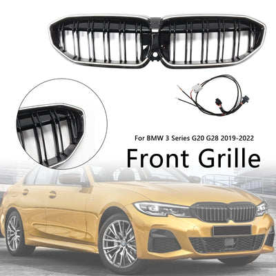 Calandre Double Lamelles BMW Série 3 G20 Noir 2019-2022 - installé sur véhicule - Becquet Voiture