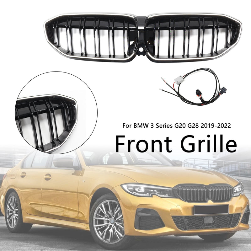 Calandre Double Lamelles BMW Série 3 G20 Noir 2019-2022 - installé sur véhicule - Becquet Voiture